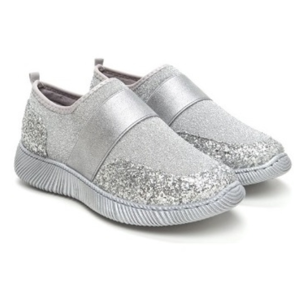 Helium Silver Fabric Sneakers Brand New